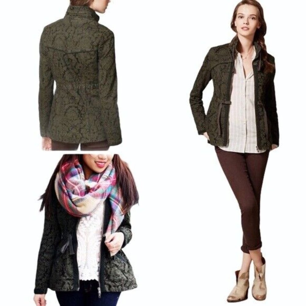 ANTHROPOLOGIE Hei Hei Burnett Anorak Olive Jacket VELVET DETAILS SIZE MEDIUM